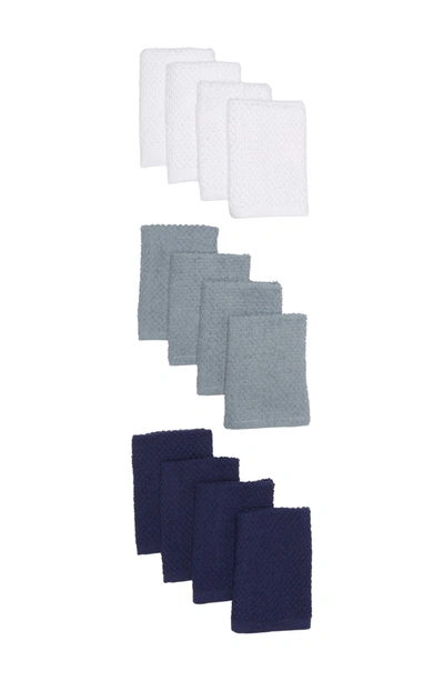 Shop Bcbg Washcloth Set In White/blue/navy