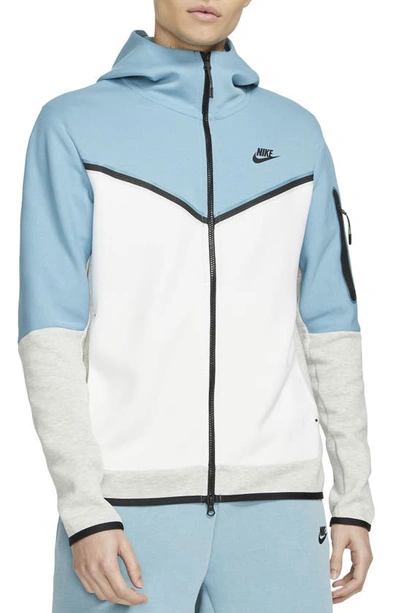 Shop Nike Sportswear Tech Fleece Zip Hoodie In Cerulean/ White/ Grey Heather