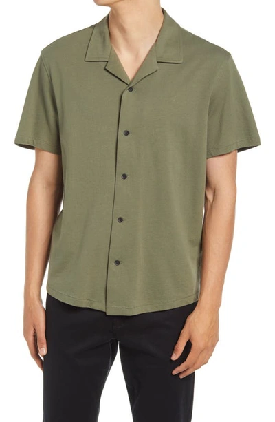 Shop Rag & Bone Avery Knit Short Sleeve Button-up Camp Shirt In Olive