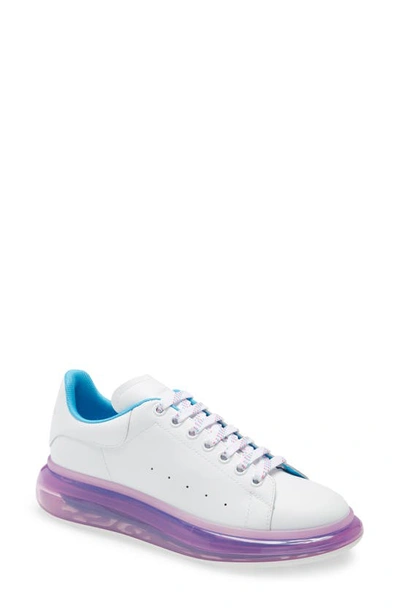 Shop Alexander Mcqueen Oversize Clear Sole Sneaker In White/ Blue/ Pink