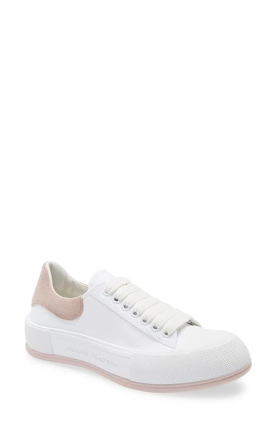 Shop Alexander Mcqueen Deck Lace-up Plimsoll In White/ Blush