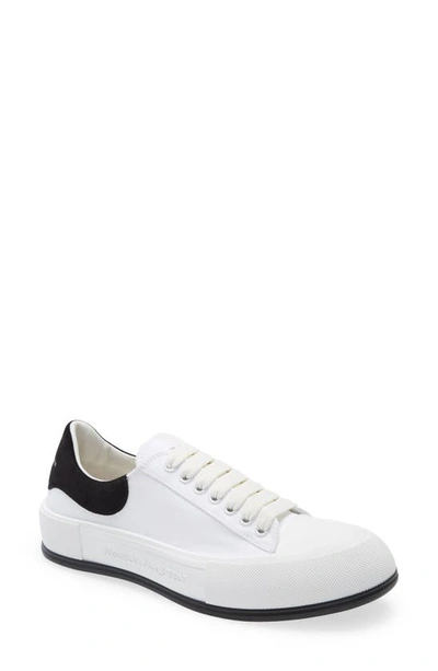 Shop Alexander Mcqueen Deck Lace-up Plimsoll In White/ Black