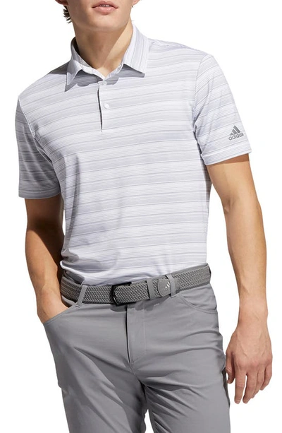 Shop Adidas Golf Heather Snap Performance Polo In Grey Three/ White