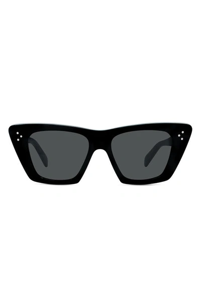 Celine 51mm Cat Eye Sunglasses In Shiny Black / Smoke | ModeSens