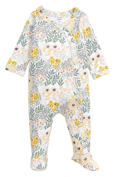 Shop Nordstrom Baby Print Footie In White Folliage Floral