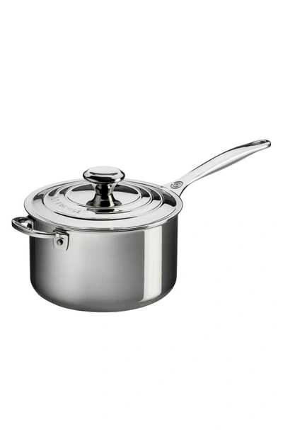 Shop Le Creuset 4-quart Stainless Steel Saucepan In Stanless Steel