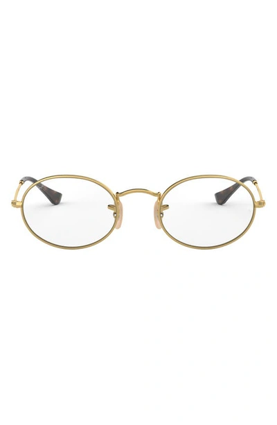 Shop Ray Ban 51mm Oval Optical Glasses In Gold