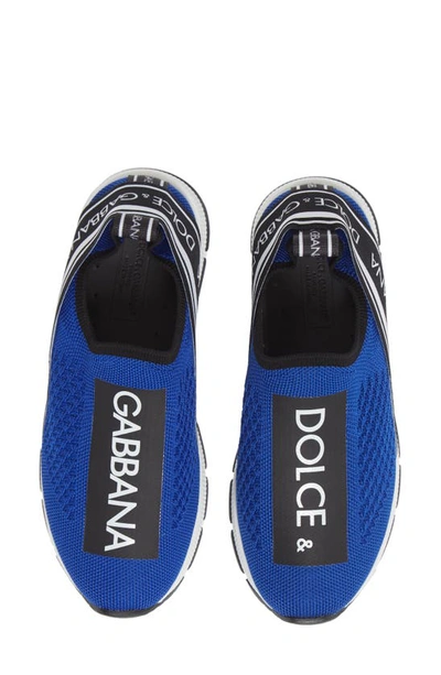 Shop Dolce & Gabbana Logo Knit Slip-on Sneaker In Blu/nero