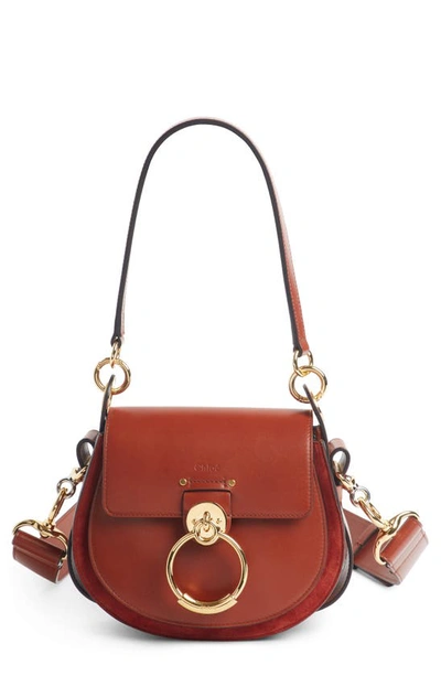 Shop Chloé Small Tess Leather Shoulder Bag In Sepia Brown