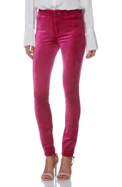 Shop Paige Hoxton Velvet High Waist Skinny Pants In Cherries Jubilee