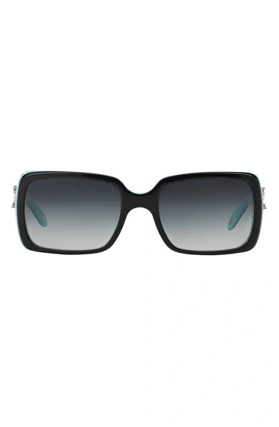 Shop Tiffany & Co 55mm Square Sunglasses In Black/ Blue