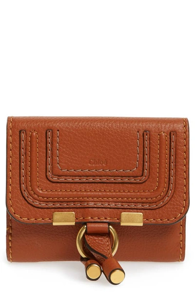 Shop Chloé Marcie Leather French Wallet In Tan