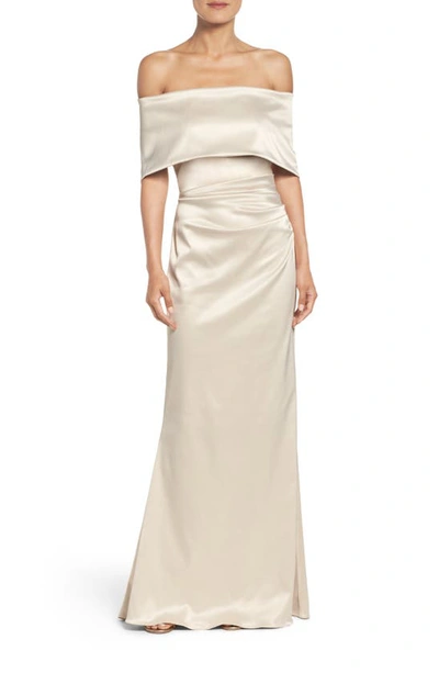 Shop Vince Camuto Off The Shoulder Gown In Champagne