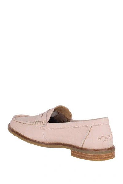 Shop Sperry Seaport Penny Loafer In Rose Crocodile Print Nubuck