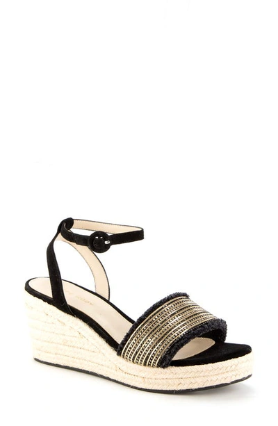 Shop Pelle Moda Ankle Strap Wedge Sandal In Black Suede