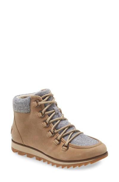 Shop Sorel Harlow Lace-up Boot In Sandy Tan Leather