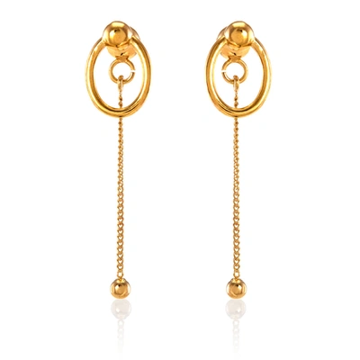 Shop Burberry Oval And Charm Gold-plated Drop Earrings In Light Gold