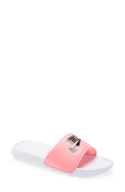 Shop Nike Victori Slide Sandal In White/ Black/ Sunset Pulse