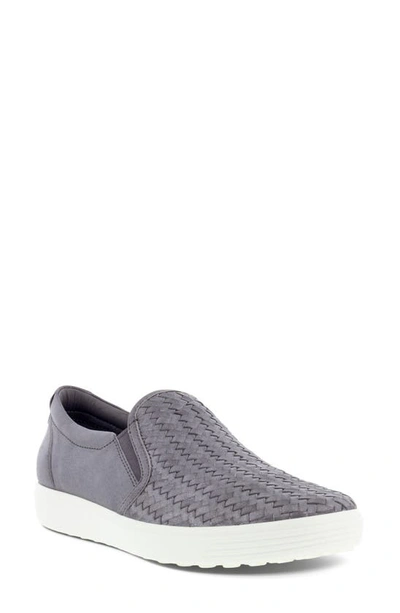 Shop Ecco Soft 7 Slip-on Sneaker In Gravity Metallic Leather