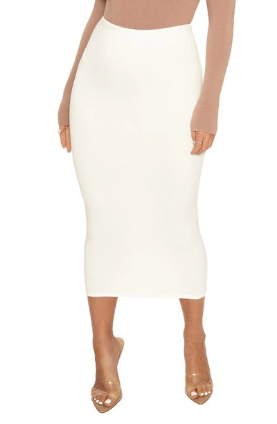 Shop Naked Wardrobe Nw Bae-sic Midi Skirt In Off White