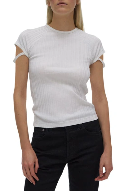 Shop Helmut Lang Little Ribbed T-shirt In White