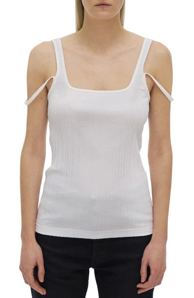 Shop Helmut Lang Double Strap Square Neck Tank In White
