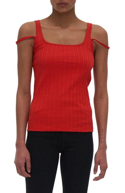Shop Helmut Lang Double Strap Square Neck Tank In Flame