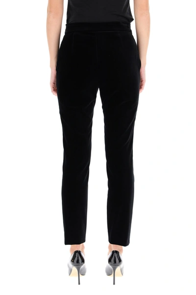 Shop Max Mara Studio Smooth Velvet Trousers In Black