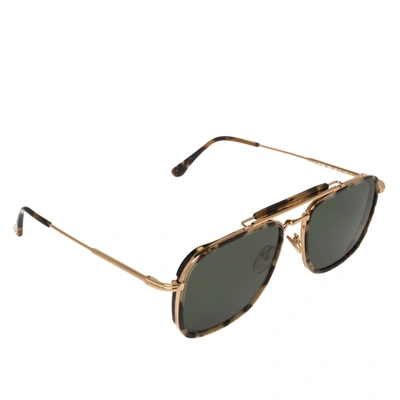 Pre-owned Tom Ford Green/gold Huck Tf665 Square Sunglasses | ModeSens