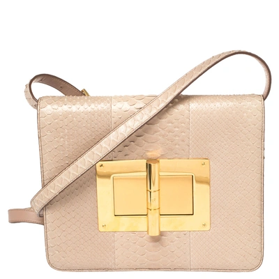Natalia leather handbag Tom Ford White in Python - 35262921