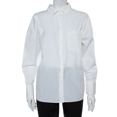 Pre-owned Valentino White Cotton Back Tie Detail Button Front Shirt S