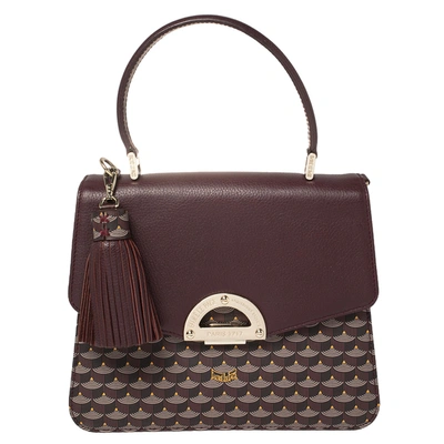 Pre-owned Fauré Le Page Faur&eacute; Le Page Burgundy Coated Canvas And Leather Parade Top Handle Bag