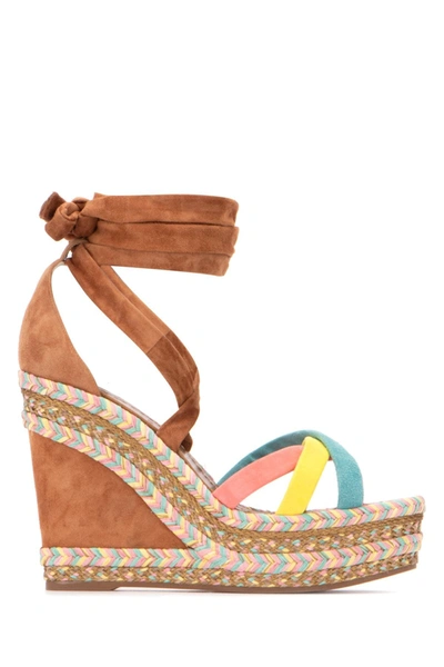 Shop Christian Louboutin Lagoadonna 120 Wedge Espadrilles In Multi