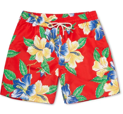 Shop Polo Ralph Lauren Traveler Floral Swim Shorts In Red