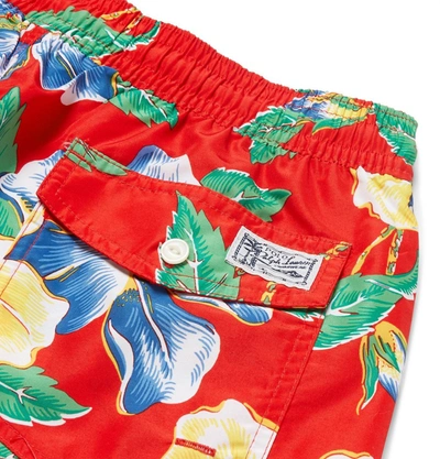 Shop Polo Ralph Lauren Traveler Floral Swim Shorts In Red