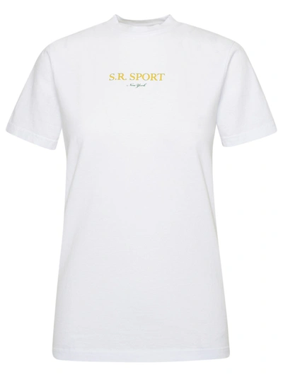 Shop Sporty And Rich T-shirt Wimbledon Bianca In White