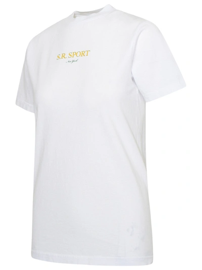 Shop Sporty And Rich T-shirt Wimbledon Bianca In White