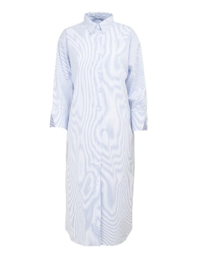 Shop A-line Resort Overshirt Dress In Blue-stripes