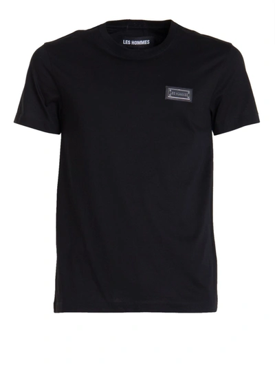 Shop Les Hommes Black Cotton T-shirt