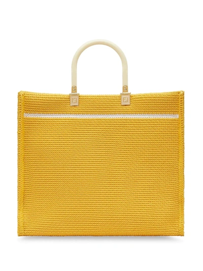 Shop Fendi Sunshine Logo Tote Bag In Yellow