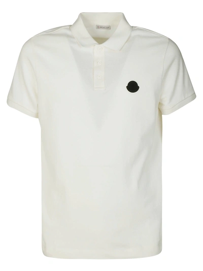 Shop Moncler Classic Logo Patch Polo Shirt In Bianco