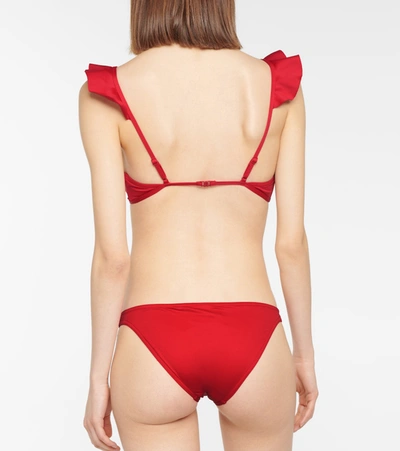 Shop Zimmermann Cassia Ruffle-trimmed Bikini In Red