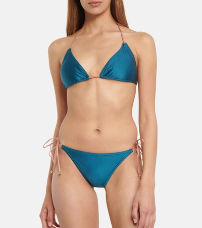 Shop Zimmermann Cassia Mini Triangle Bikini In Blue