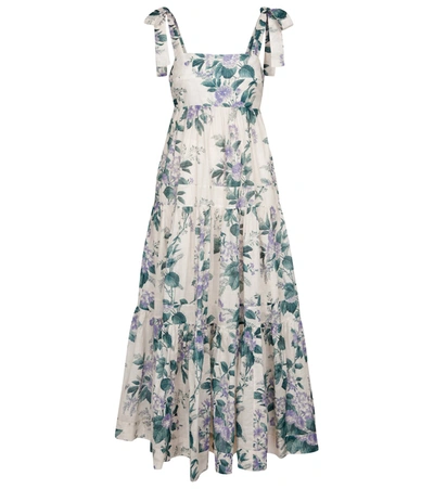 Shop Zimmermann Cassia Floral Cotton Dress In Multicoloured