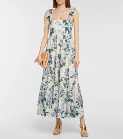 Shop Zimmermann Cassia Floral Cotton Dress In Multicoloured