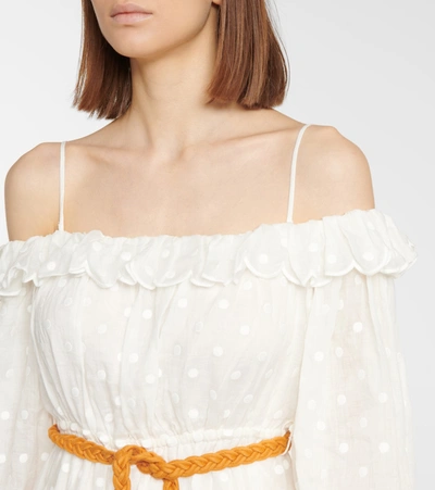 Shop Zimmermann Off-shoulder Ramie Dress In White