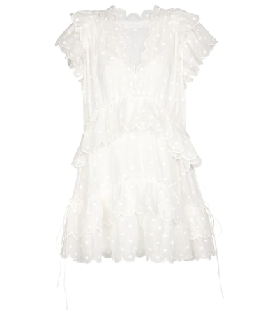 Shop Zimmermann Mae Ruffled Ramie Minidress In White