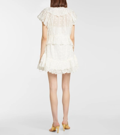 Shop Zimmermann Mae Ruffled Ramie Minidress In White