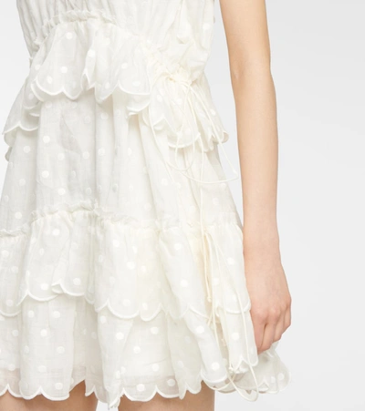 Shop Zimmermann Mae Ruffled Ramie Minidress In White