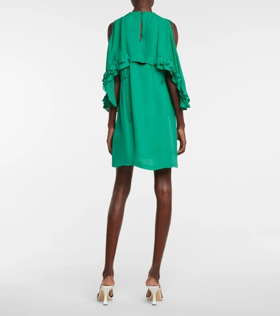 Shop Dorothee Schumacher Fluid Luxury Silk Minidress In Green